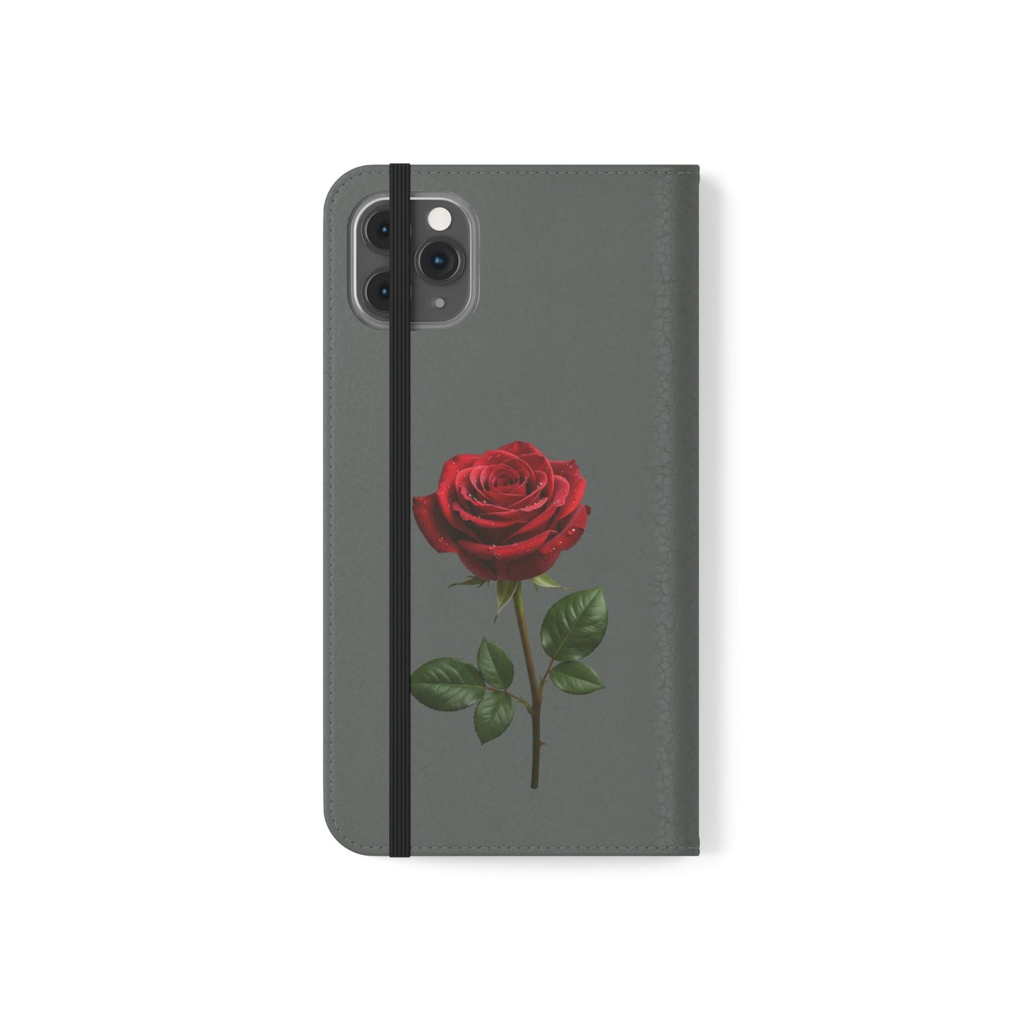 Mon Amour Rose Flip Phone Case — Floral Wallet Flip Case with 'Mon amour' Script