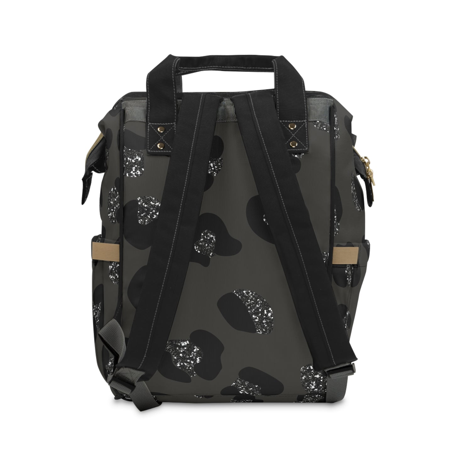Multifunctional Diaper Backpack — Stylish Black Leopard Print Baby Bag©
