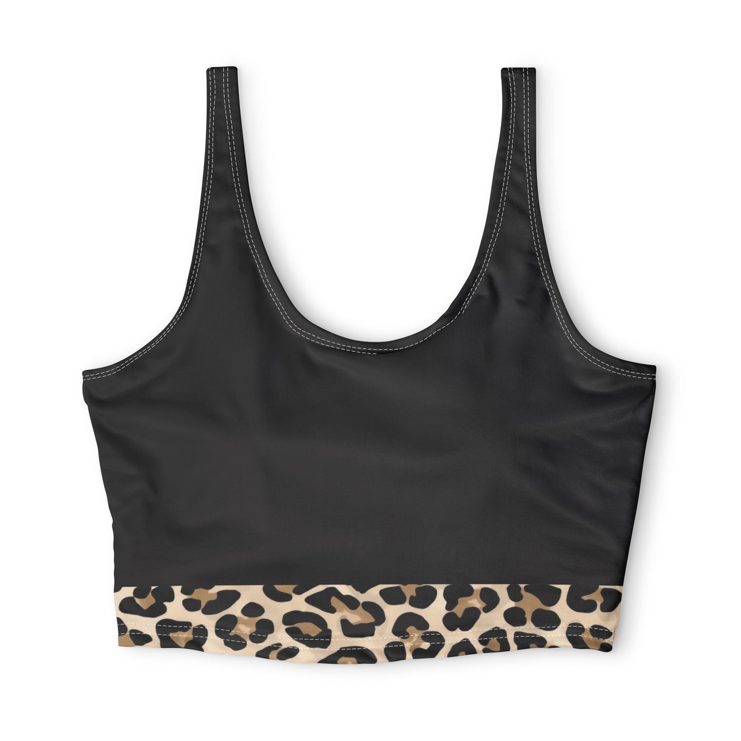 Leopard Band Sports Bra — Women's Athletic Crop Top©