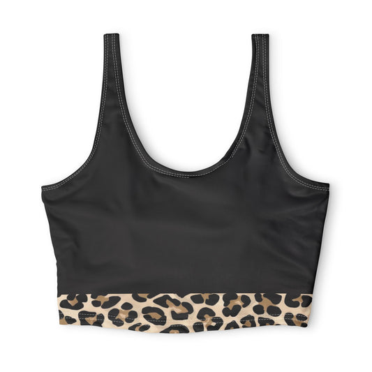 Leopard Band Sports Bra — Women's Athletic Crop Top©