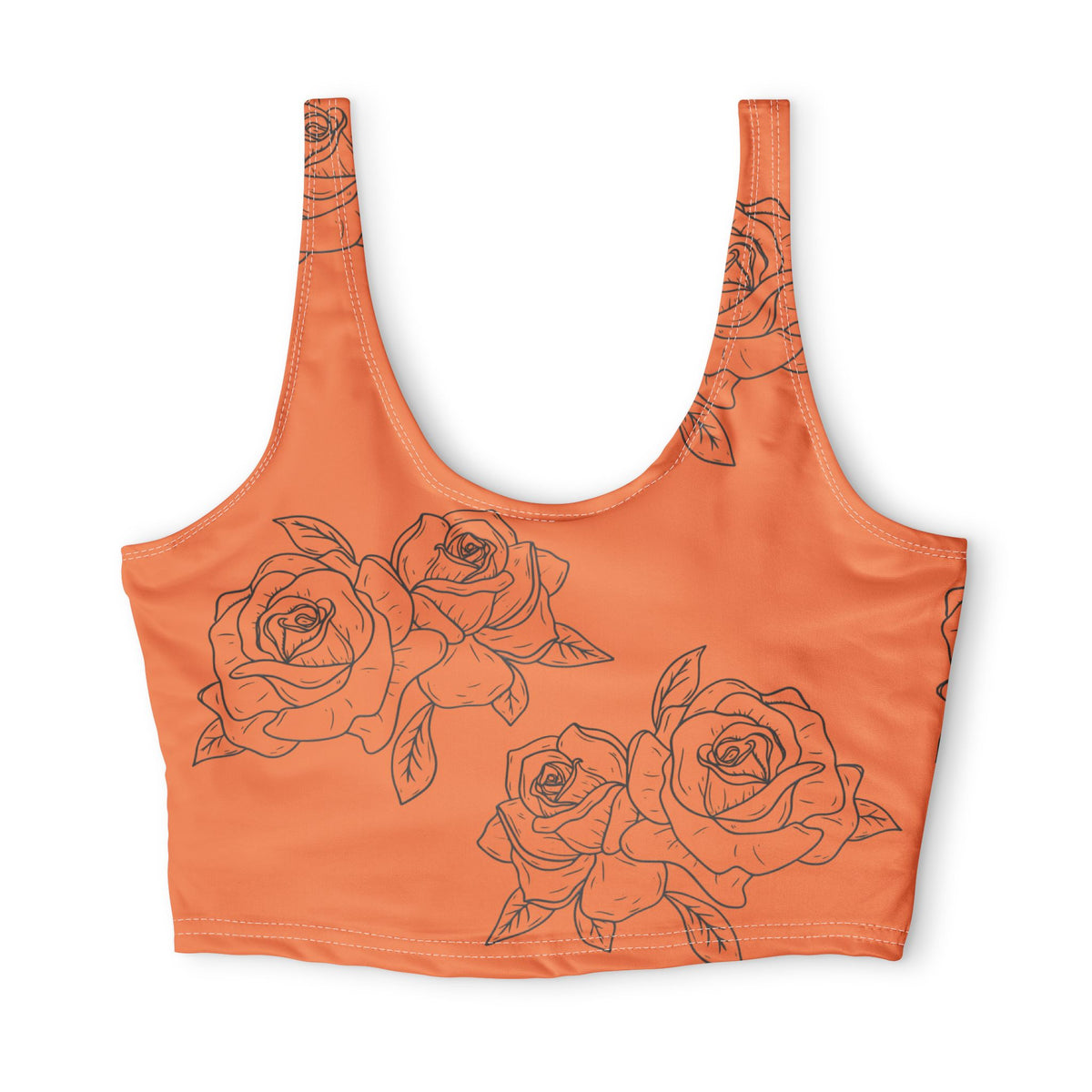 Orange Rose Floral Sports Bra©