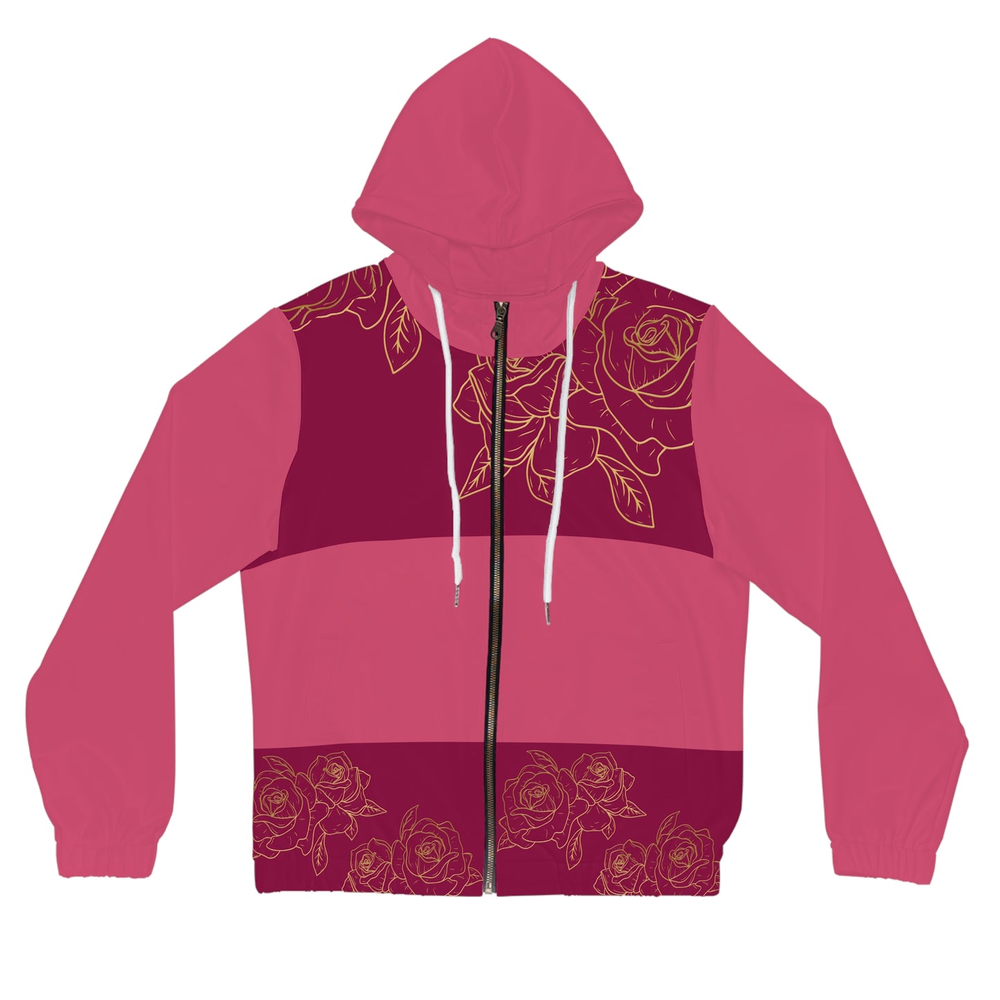Floral Butterfly Full‑Zip Hoodie — Pink Rose Garden Jacket©