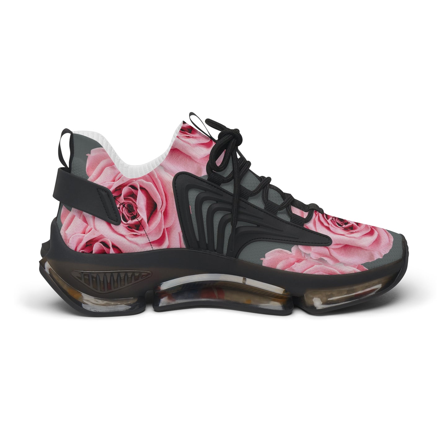 Floral Rose Mesh Sneakers — Women's Pink Rose Athletic Shoes©