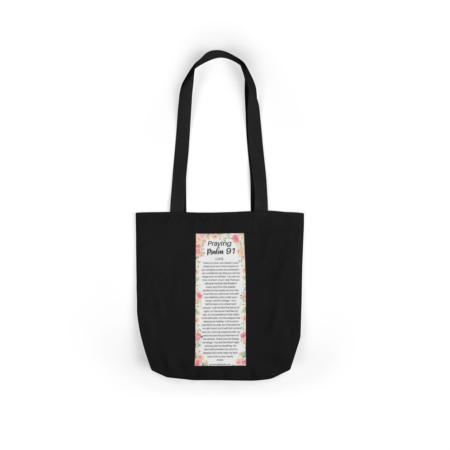 Floral Icons Canvas Tote — "Put On The Full Armour of God" with psalm 91 prayer on the Back.