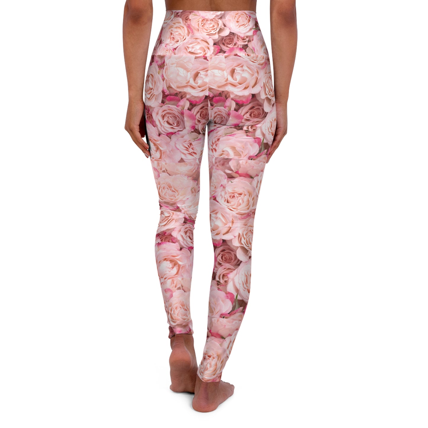 Floral Rose High-Waist Leggings — Pink All-Over-Print©