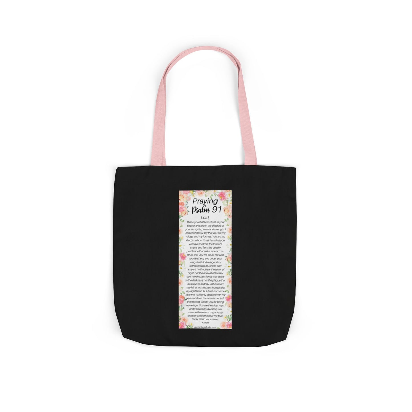 Floral Icons Canvas Tote — "Put On The Full Armour of God" with psalm 91 prayer on the Back.