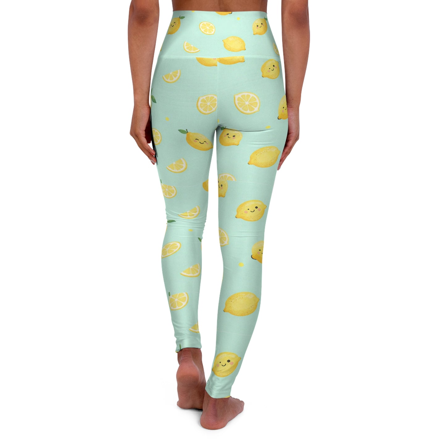 Lemonade Bliss High-Waist Yoga Leggings — Cute Yellow Lemon Print AOP©