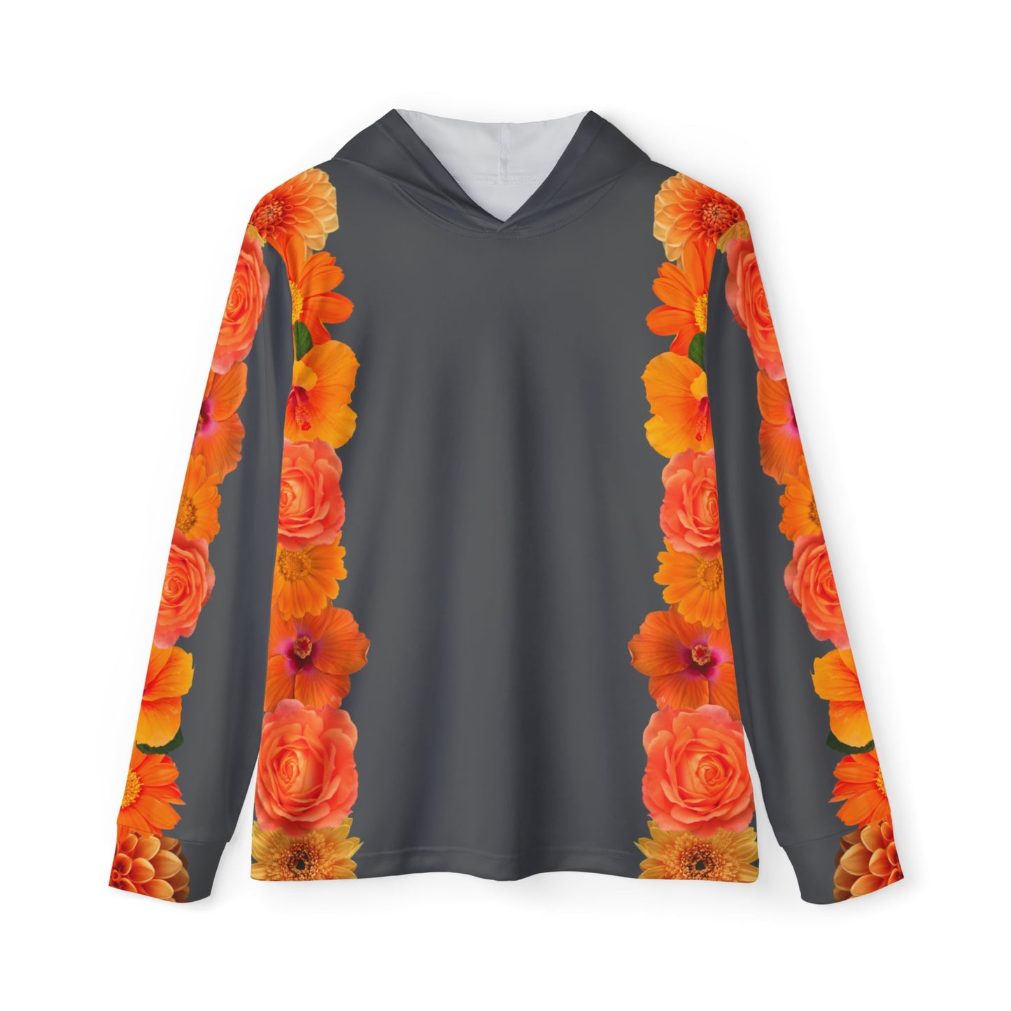Sports Hoodie Top - Orange Flower Print