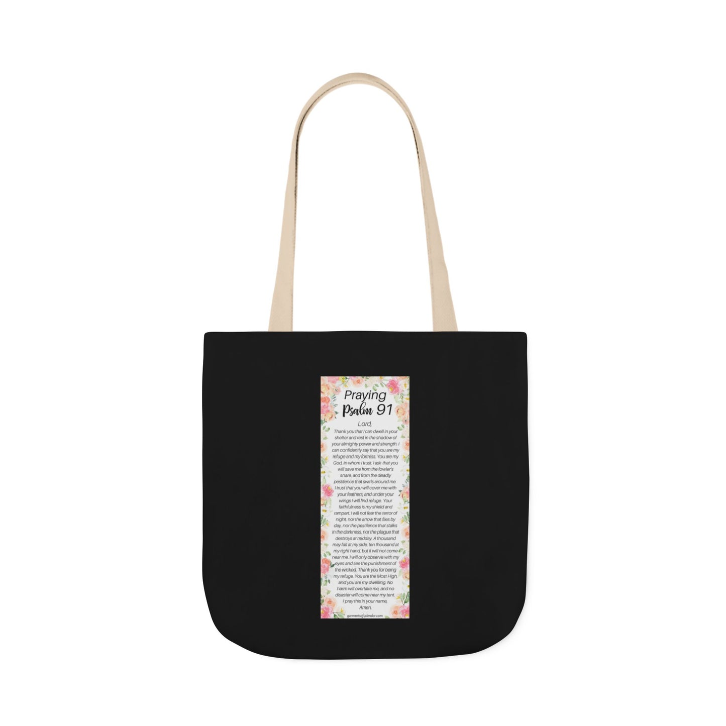 Floral Icons Canvas Tote — "Put On The Full Armour of God" with psalm 91 prayer on the Back.