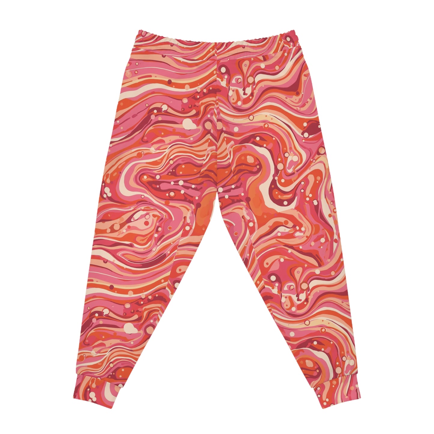 Pink Marble Athletic Joggers — Retro Swirl All-Over Print Sweatpants©