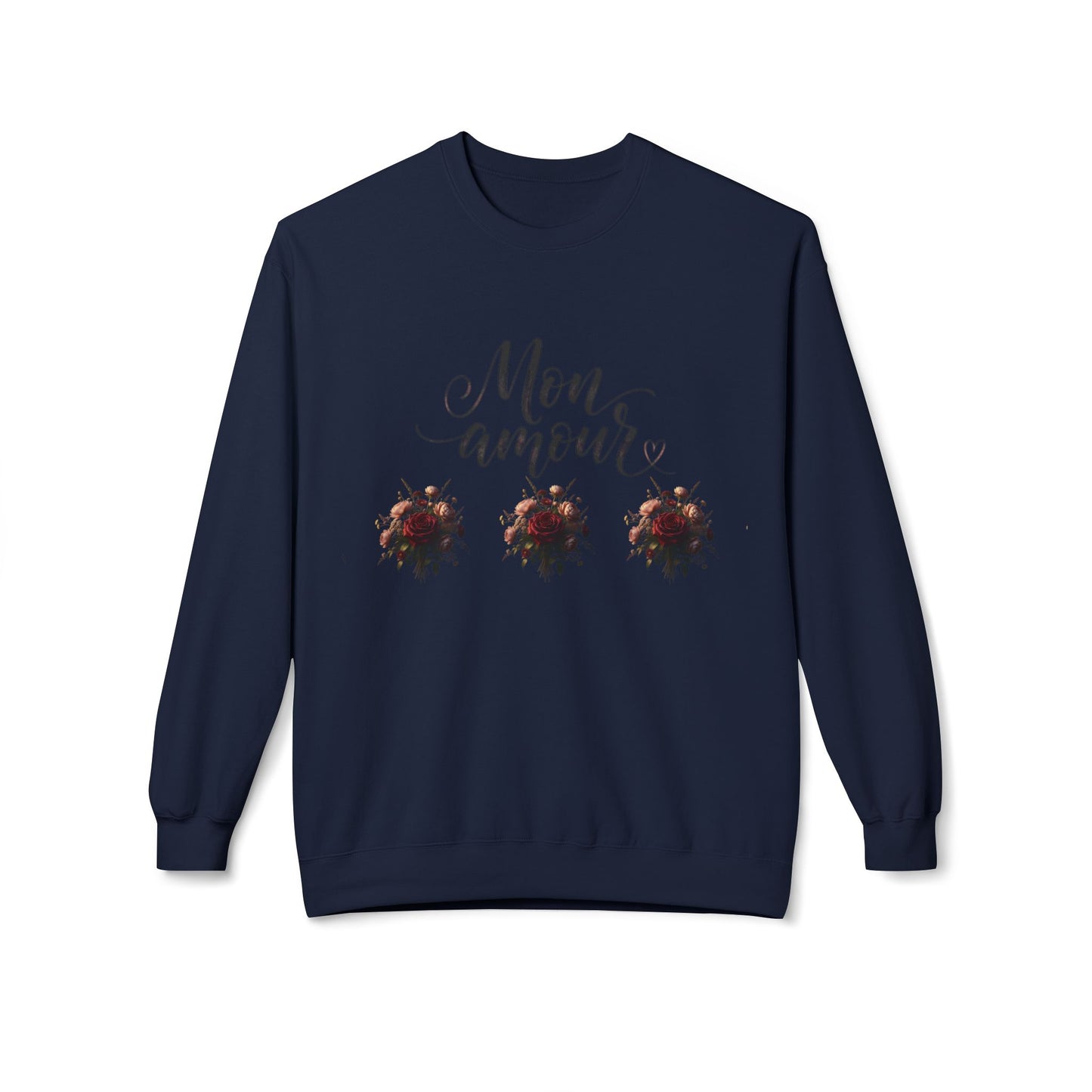 Floral Rose Bouquet Crewneck Sweatshirt — Vintage Dark Romantic Floral Design©