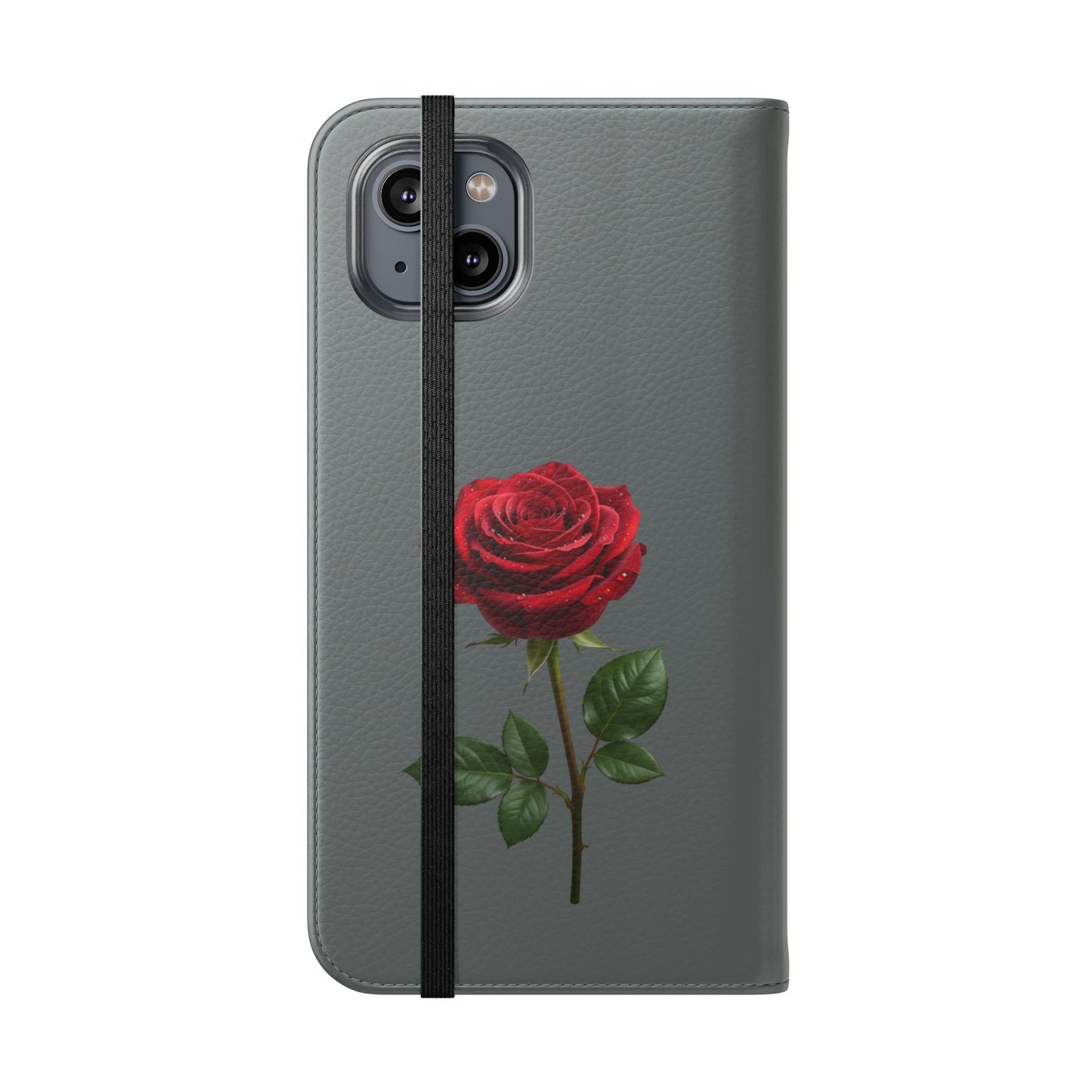 Mon Amour Rose Flip Phone Case — Floral Wallet Flip Case with 'Mon amour' Script