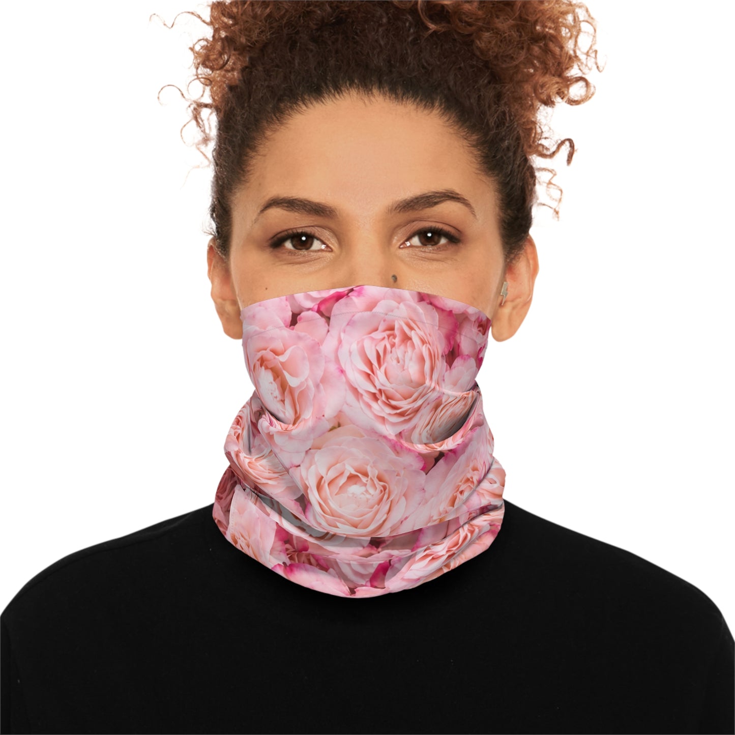 Floral Rose Headband/Neck Gaiter — Pink Garden Lightweight Face Scarf©