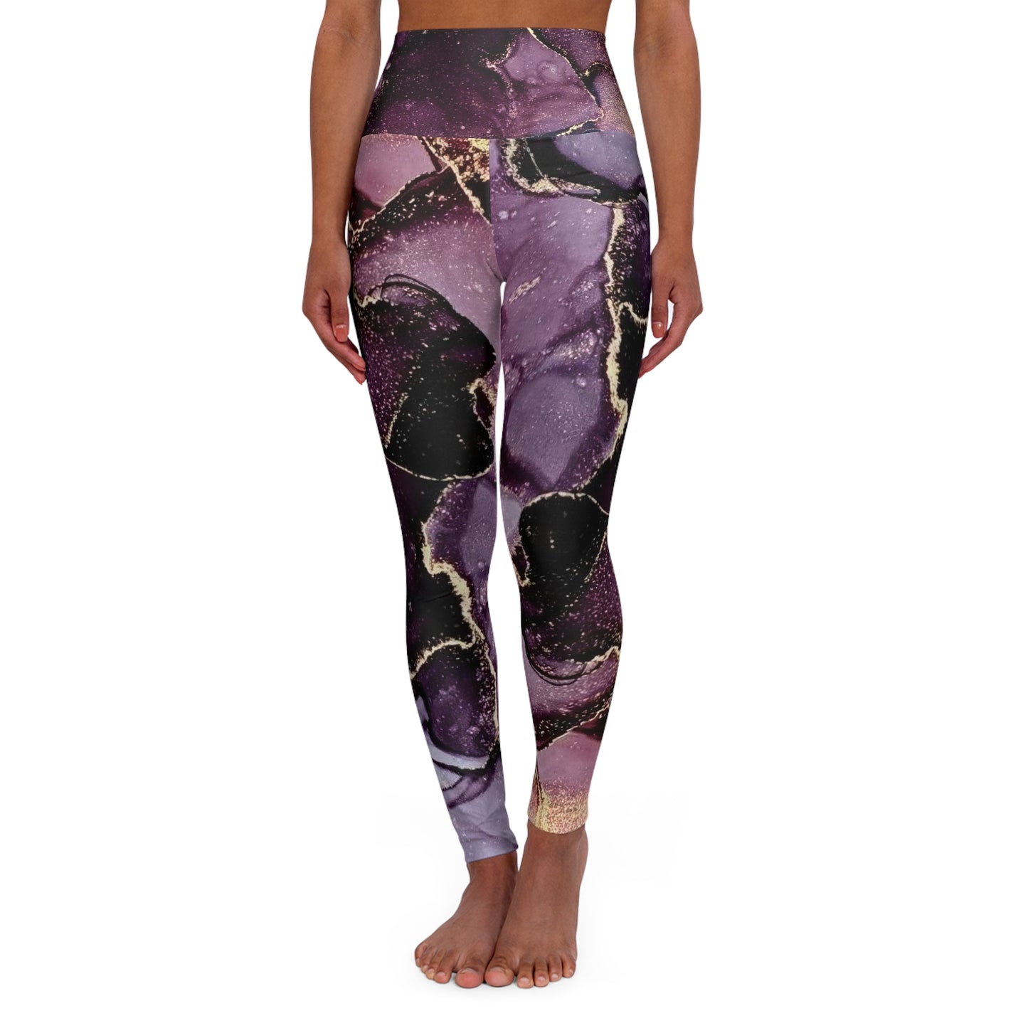 Purple Marble High-Waisted Leggings — Abstract Gold Vein Activewear©