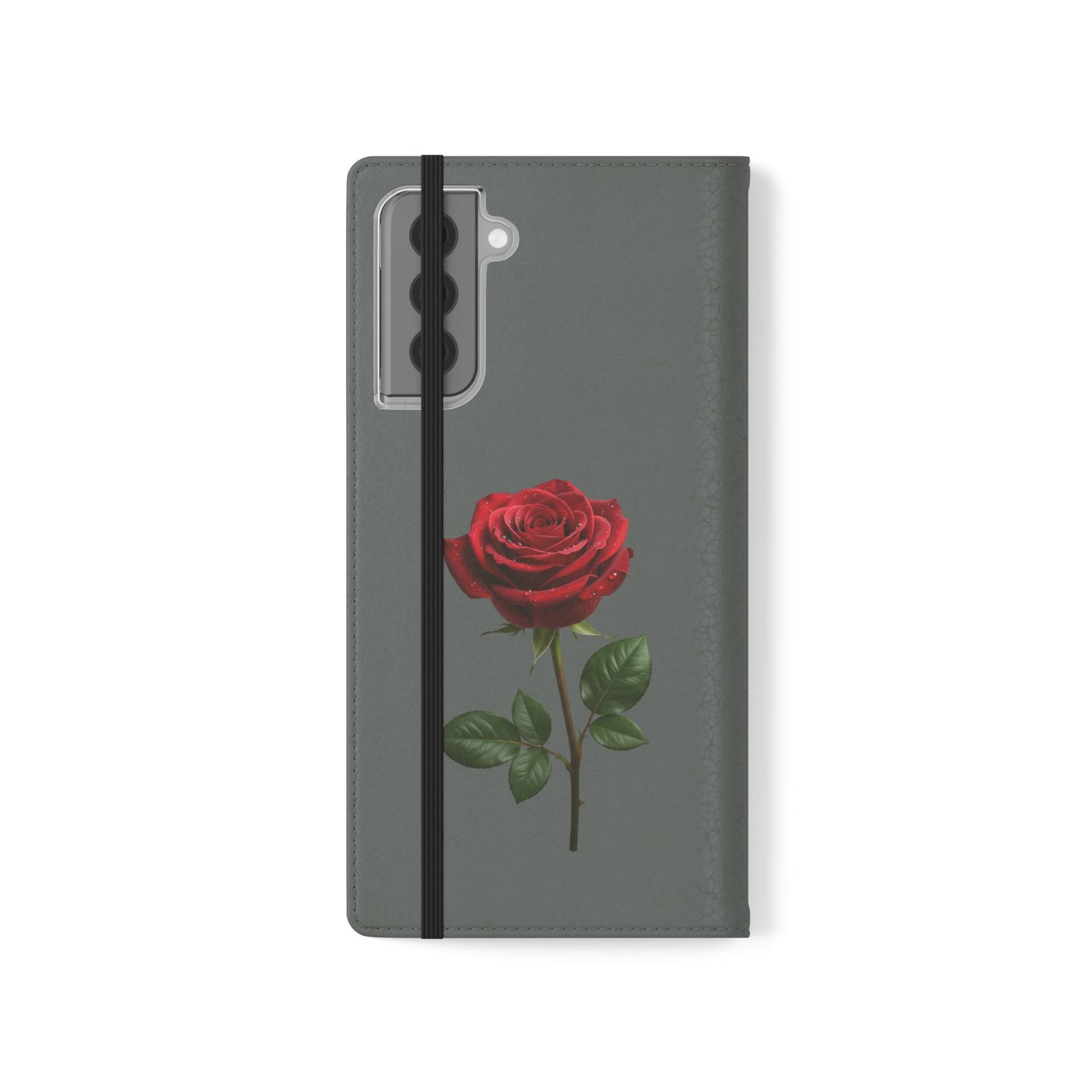 Mon Amour Rose Flip Phone Case — Floral Wallet Flip Case with 'Mon amour' Script