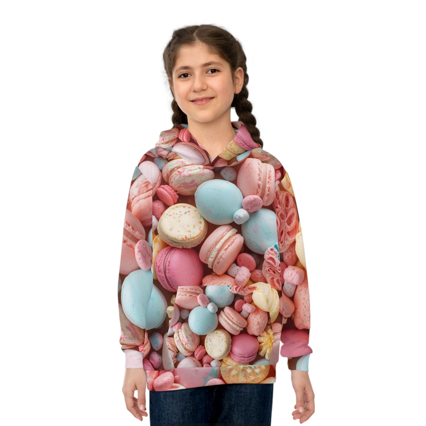 Kids Macaron Print Hoodie — Colorful Pastel Candy All-Over-Print Children's Sweatshirt