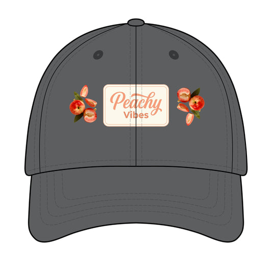 Peachy Vibes Baseball Cap — Floral Peach Patch Hat©