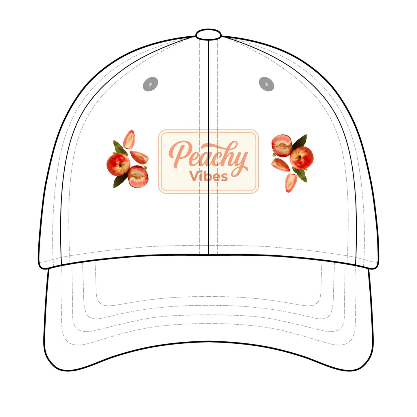Peachy Vibes Baseball Cap — Floral Peach Patch Hat©