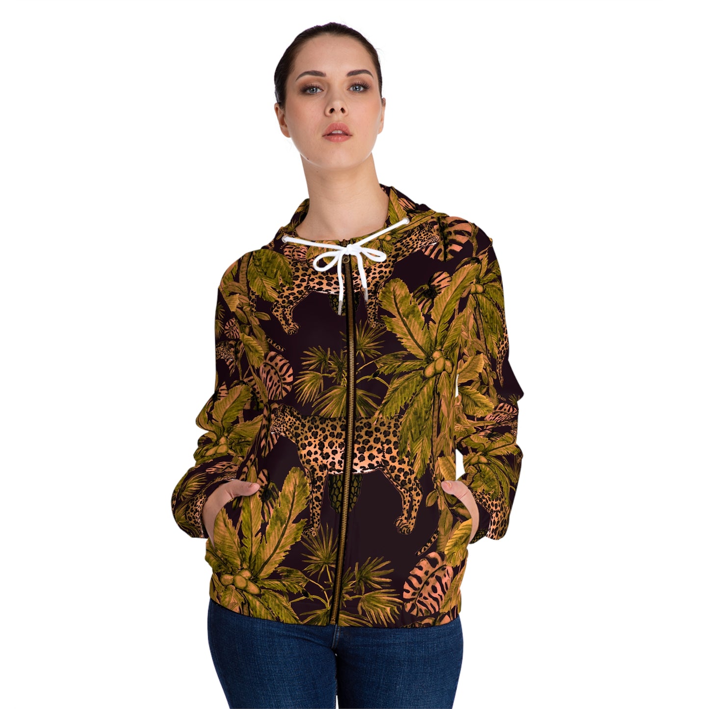 Tropical Leopard Print Zip Hoodie©
