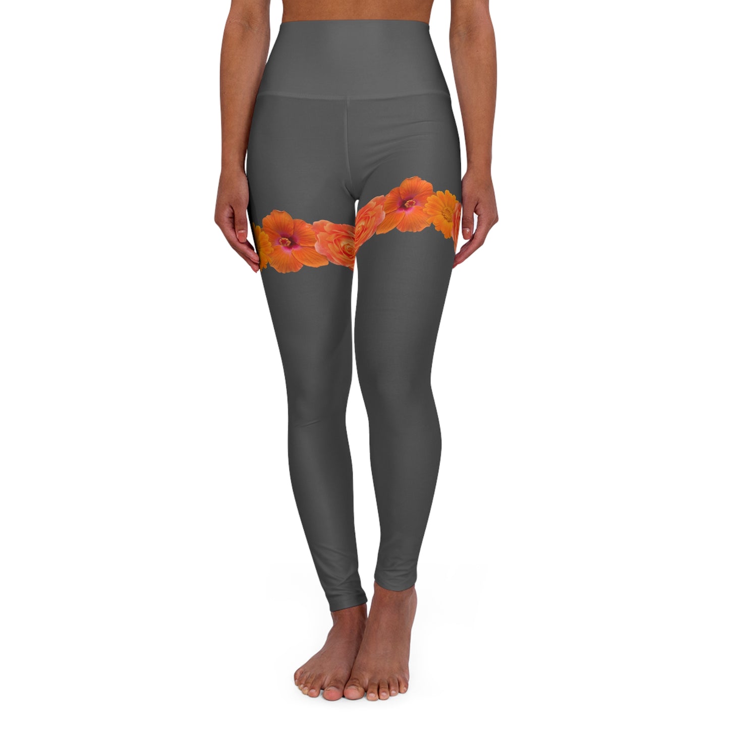 Floral High Waisted Marigold Leggings, Activewear Leggings©