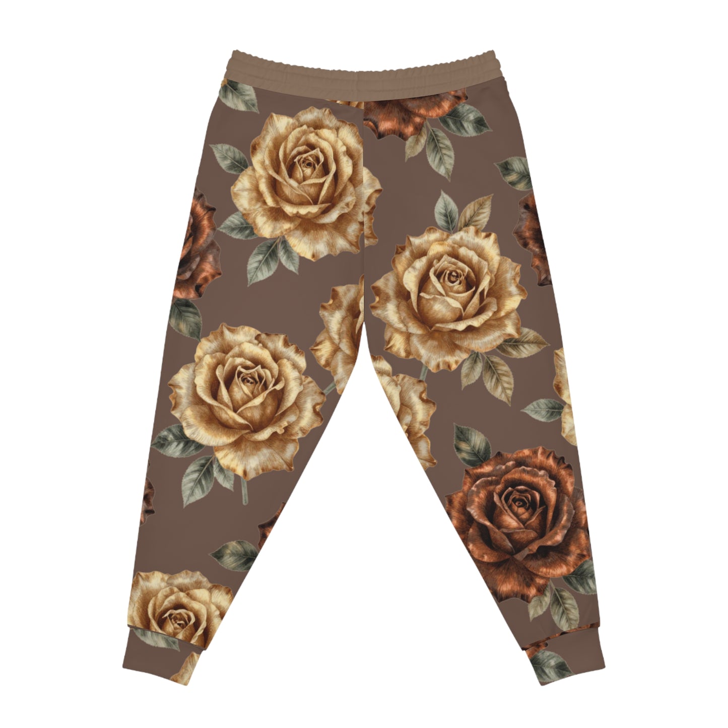 Vintage Brown Rose Joggers — Floral Athletic Sweatpants©