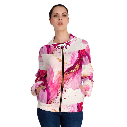 Pink Marble Abstract Full-Zip Hoodie©