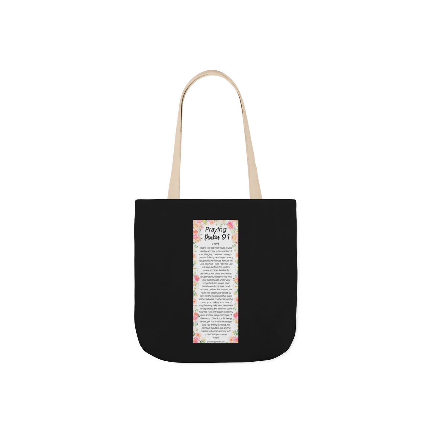 Floral Icons Canvas Tote — "Put On The Full Armour of God" with psalm 91 prayer on the Back.