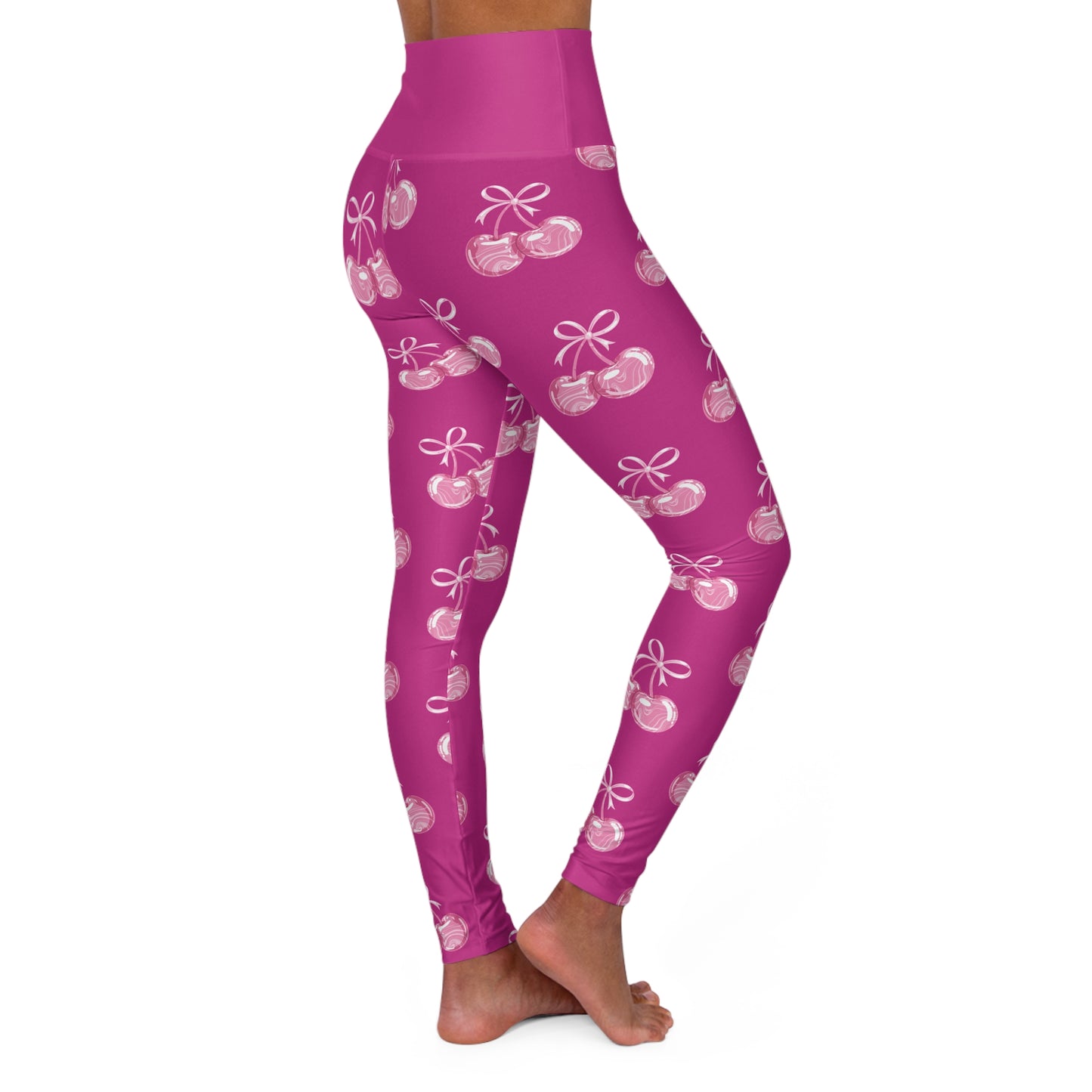 Pink Cherry High-Waisted Yoga Leggings©