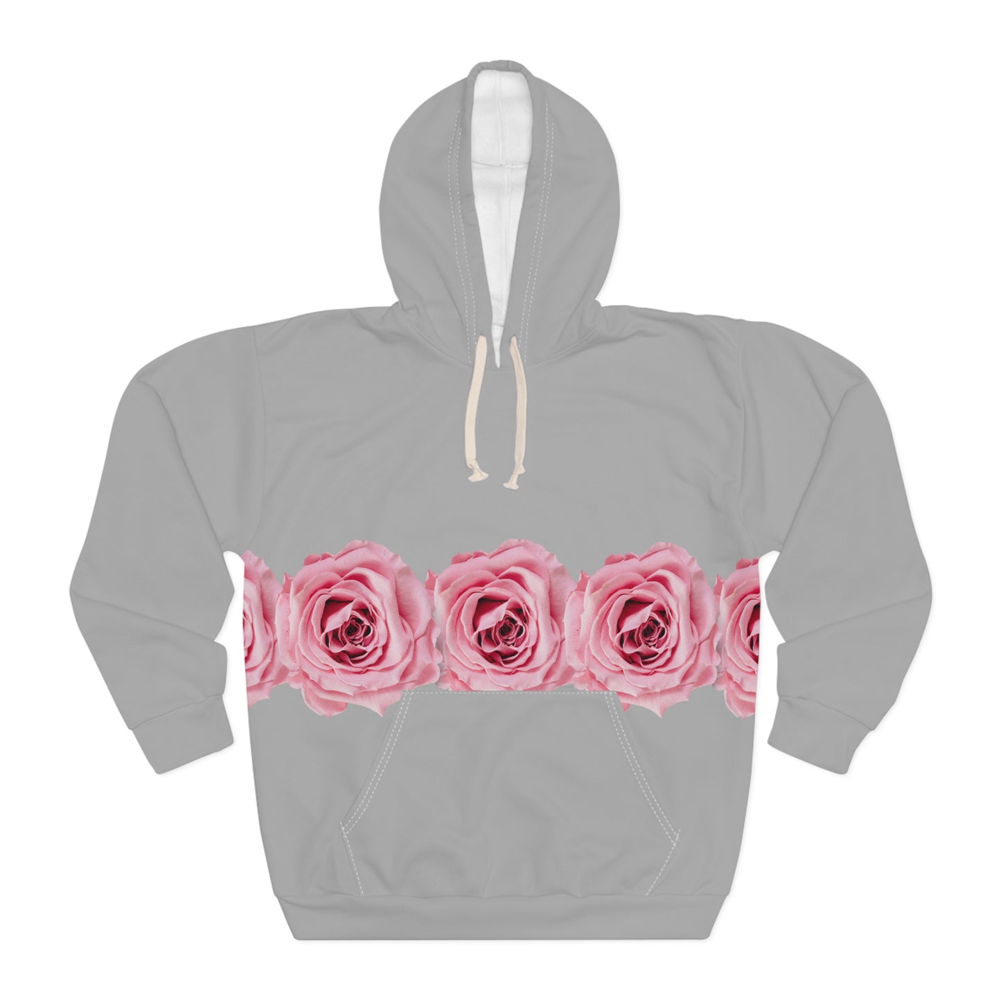 Rose Border Hoodie — Pink Floral Pullover©
