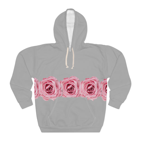Rose Border Hoodie — Pink Floral Pullover©