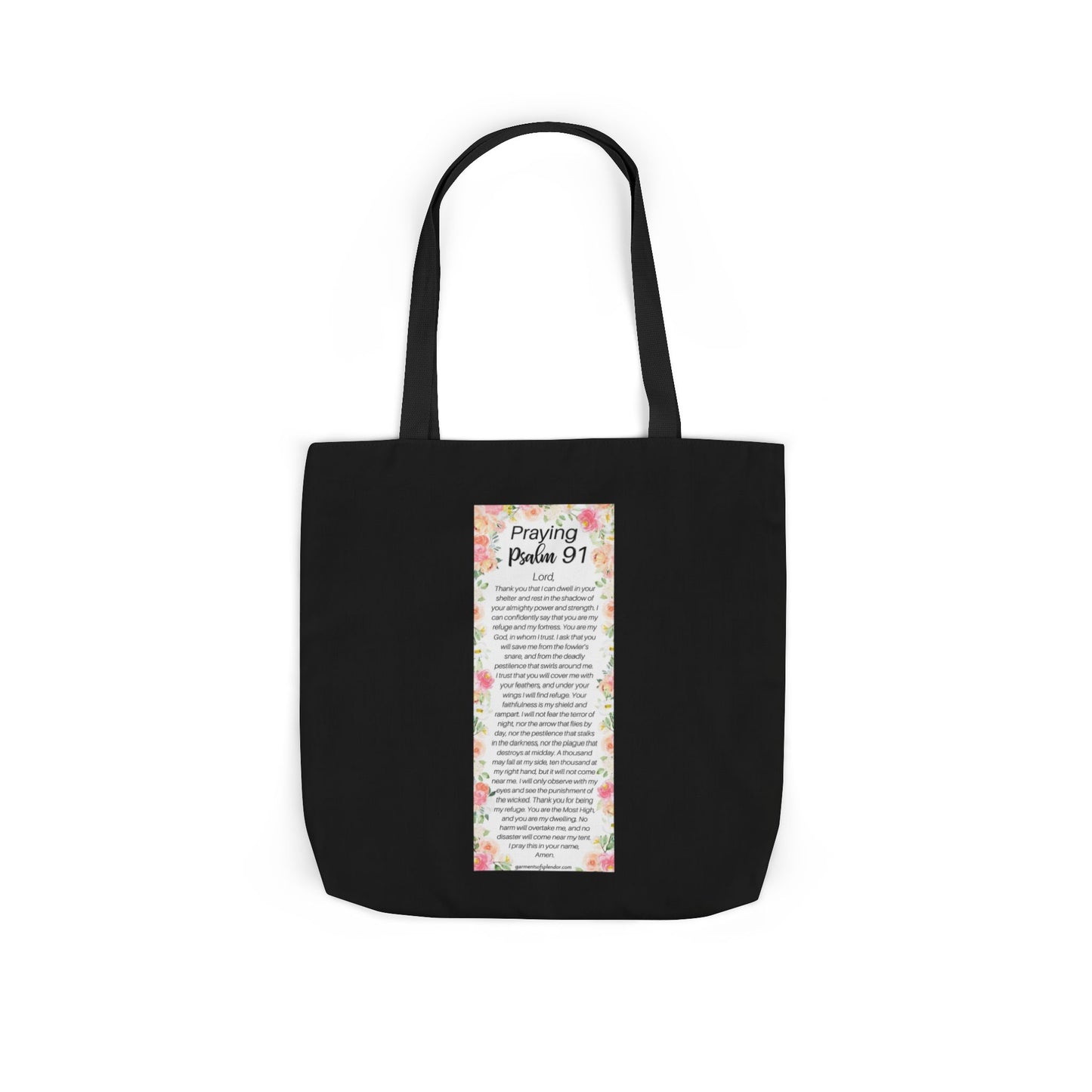 Floral Icons Canvas Tote — "Put On The Full Armour of God" with psalm 91 prayer on the Back.