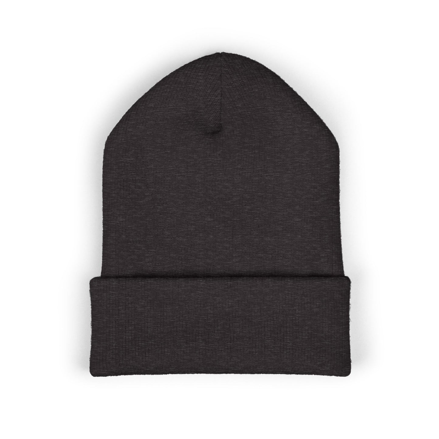 Embroidered Pink Rose Row Cuffed Beanie — Classic Floral Knit Hat©