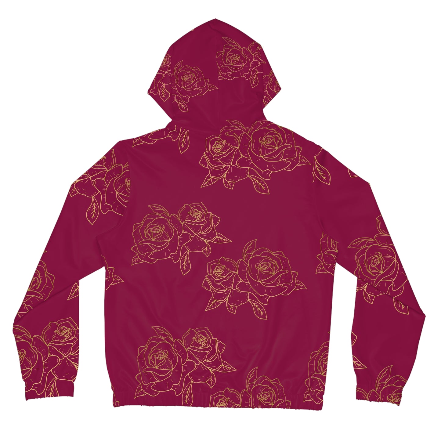 Women’s Rose Zip Hoodie – Burgundy Floral All-Over Print©