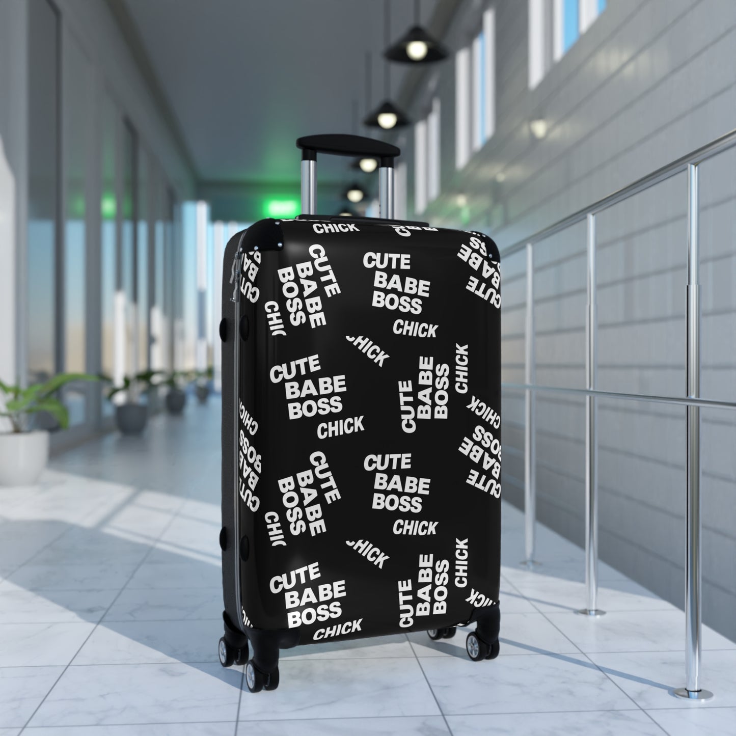Suitcase – Black "Cute Babe Boss Chick" Carry-On Luggage©