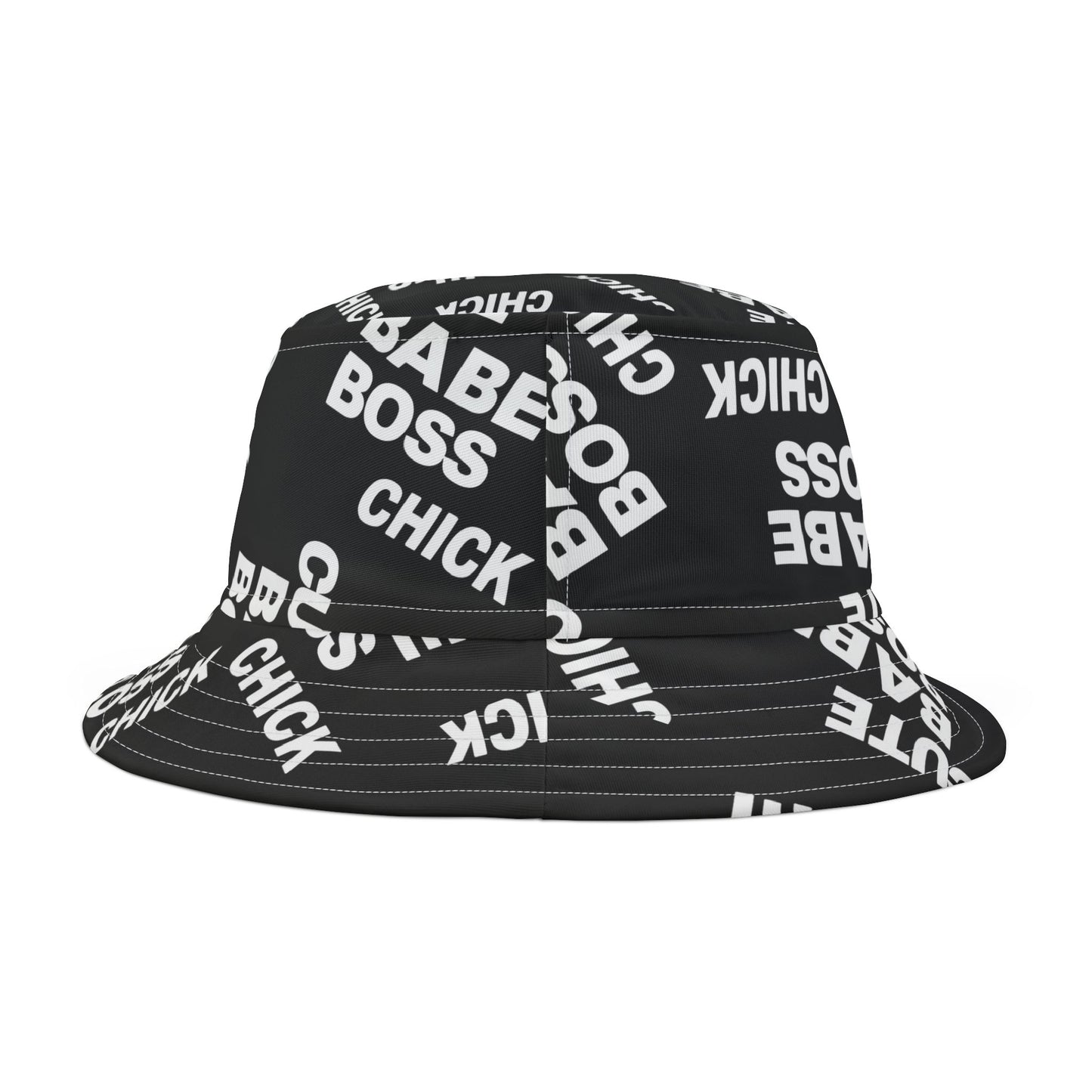 Cute Babe Boss Bucket Hat — Graphic Black All-Over Print