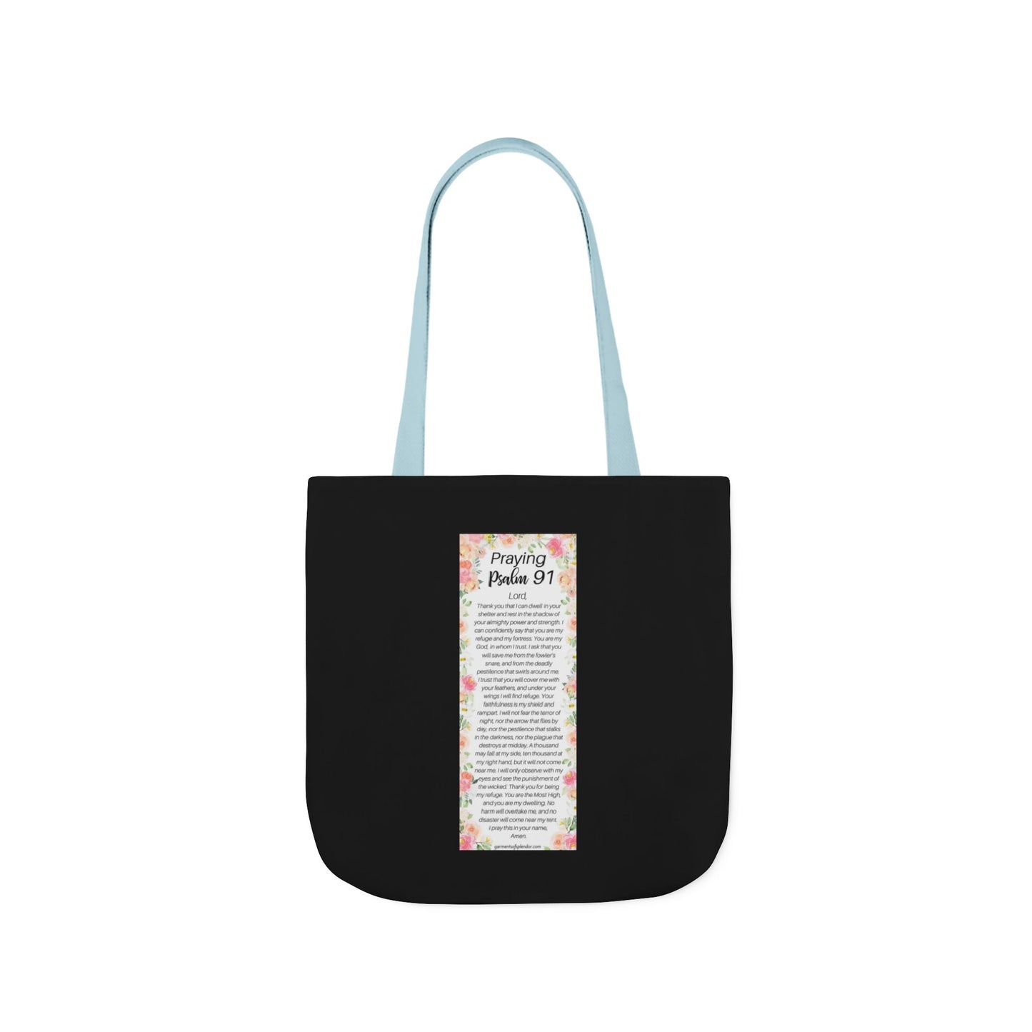 Floral Icons Canvas Tote — "Put On The Full Armour of God" with psalm 91 prayer on the Back.