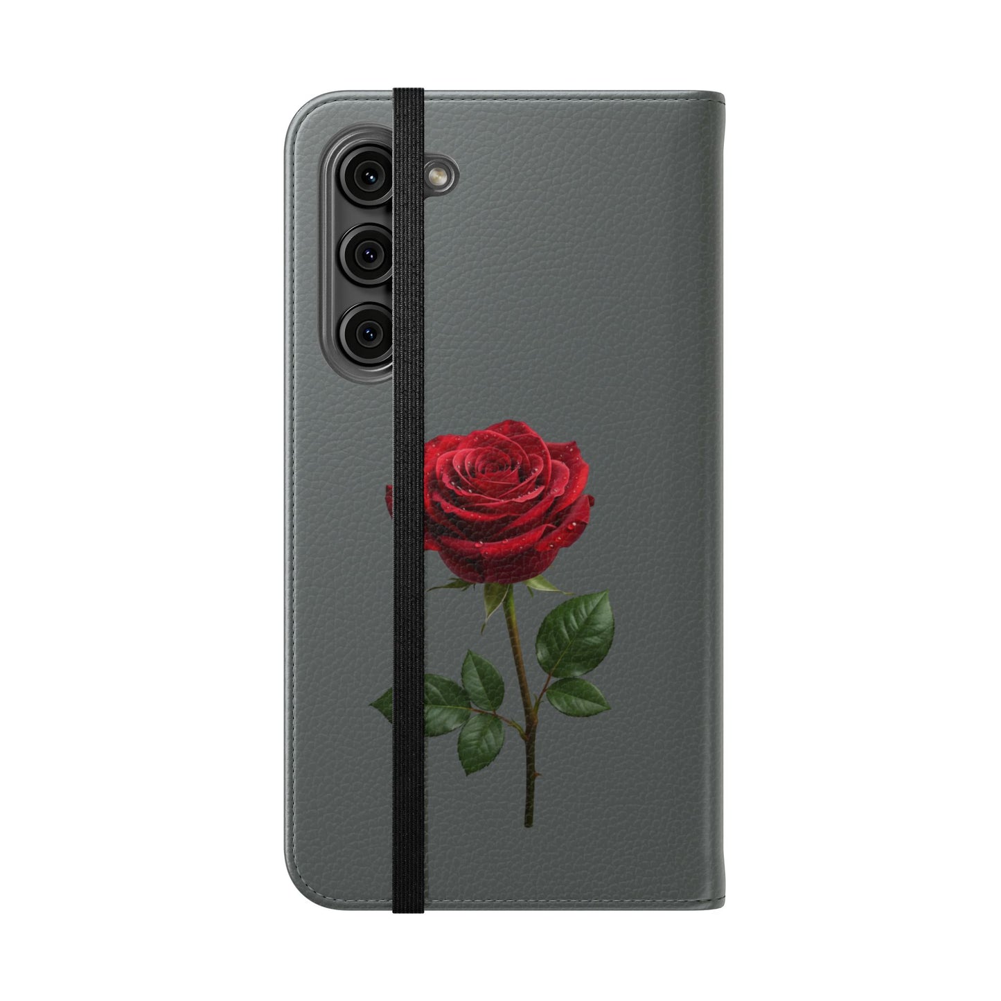 Mon Amour Rose Flip Phone Case — Floral Wallet Flip Case with 'Mon amour' Script