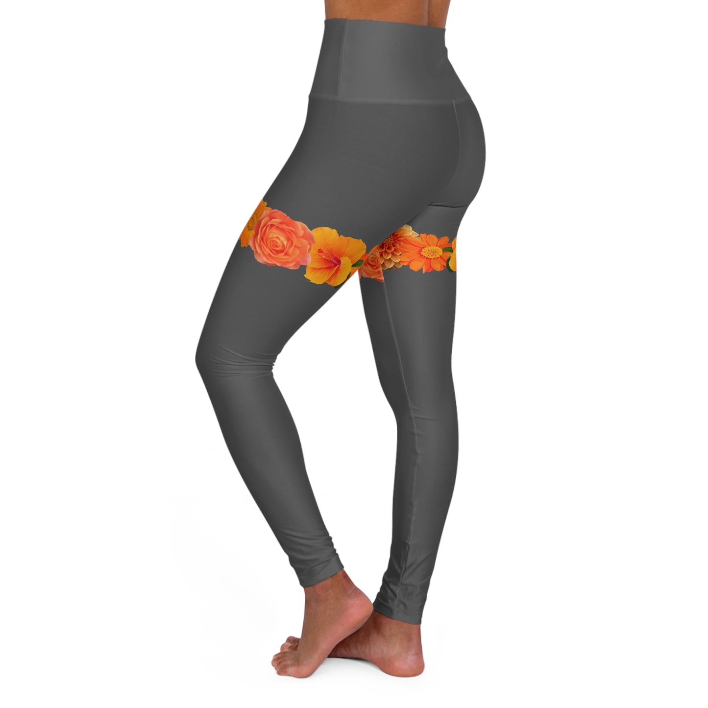 Floral High Waisted Marigold Leggings, Activewear Leggings©