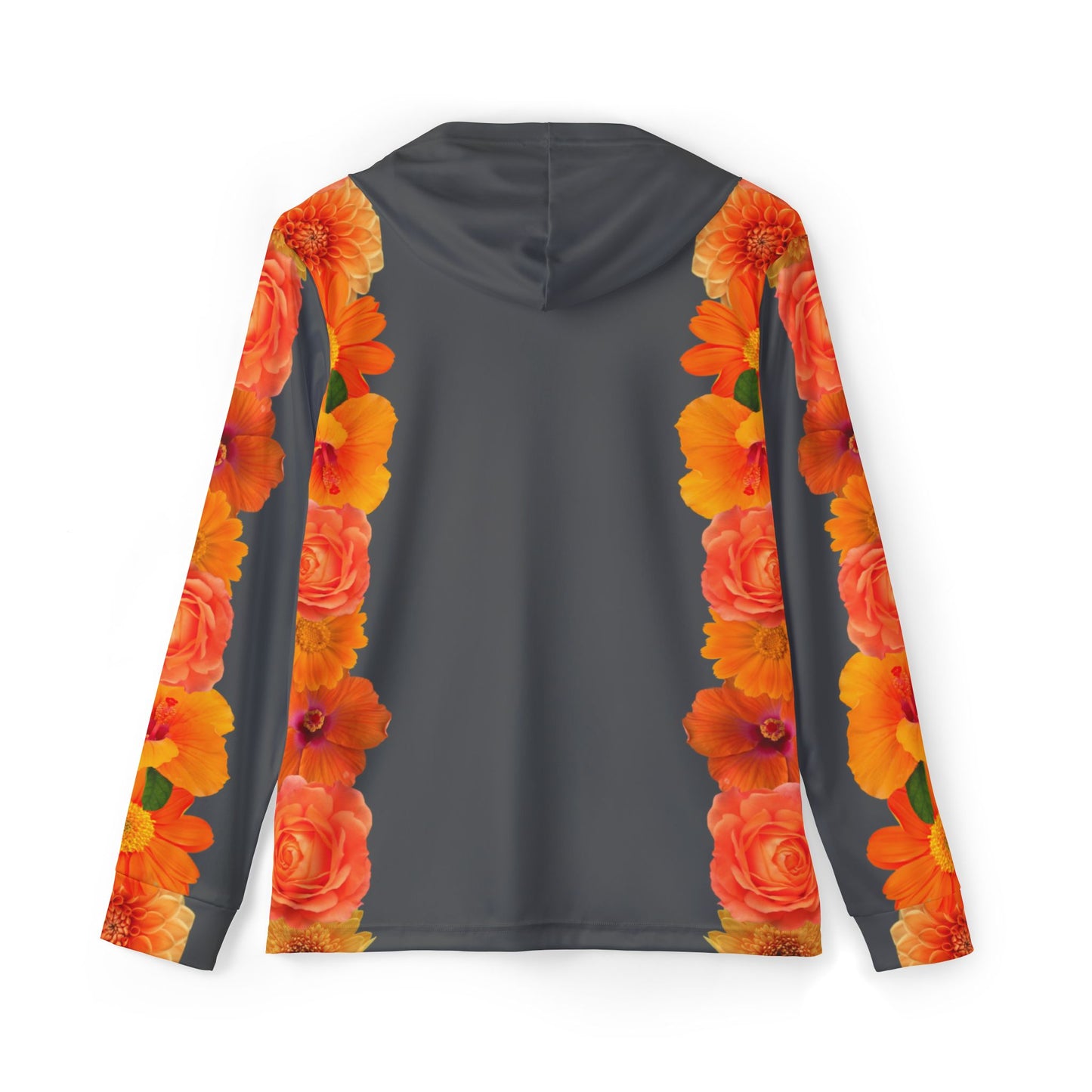 Sports Hoodie Top - Orange Flower Print