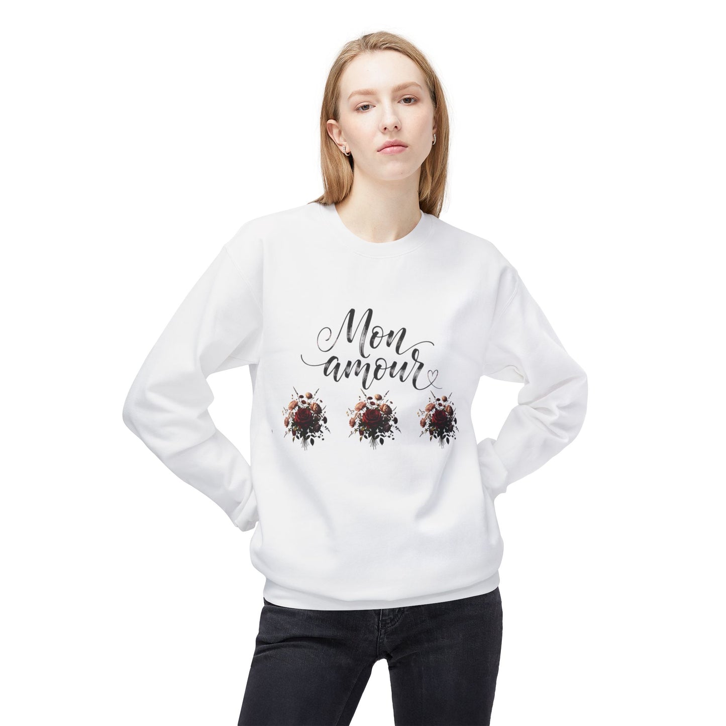 Floral Rose Bouquet Crewneck Sweatshirt — Vintage Dark Romantic Floral Design