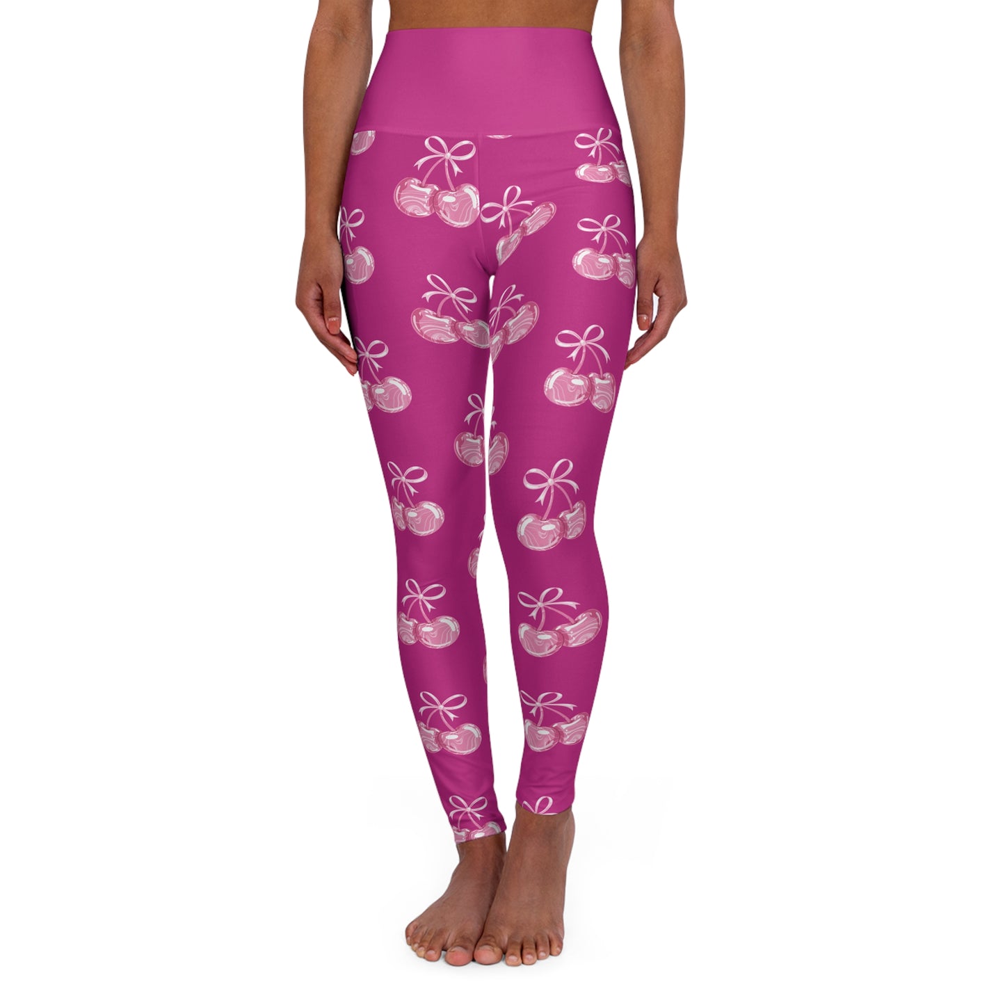 Pink Cherry High-Waisted Yoga Leggings©