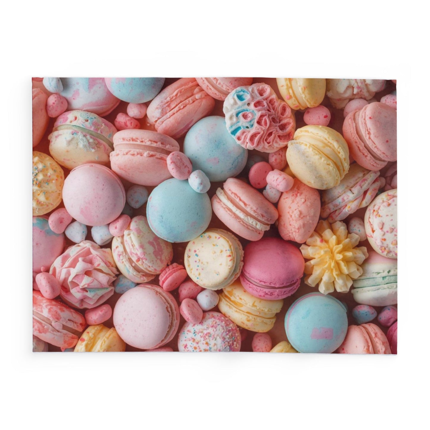 Pastel Macaron Fleece Blanket — Sweet Dessert Throw for Cozy Home & Gifts