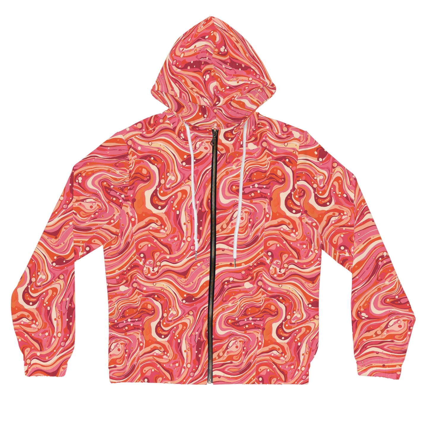 Marbled Pink Swirl Full-Zip Hoodie©