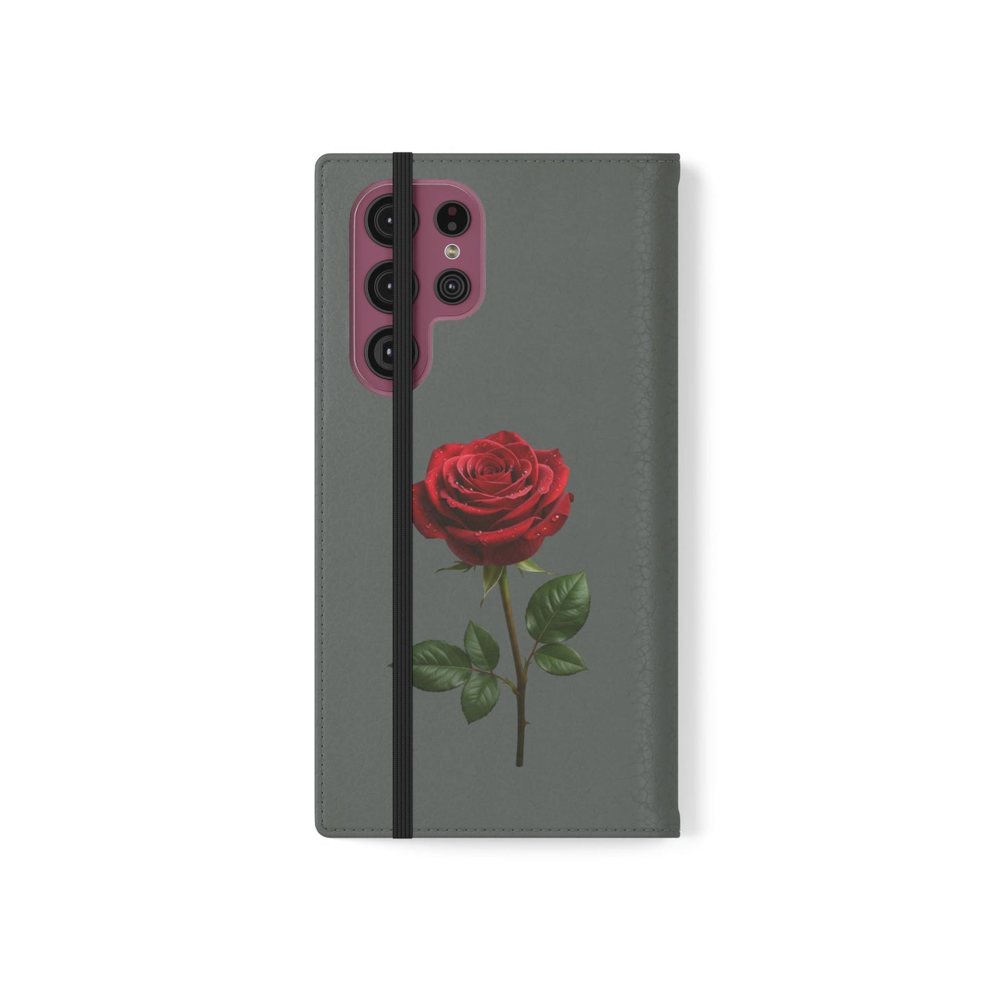 Mon Amour Rose Flip Phone Case — Floral Wallet Flip Case with 'Mon amour' Script