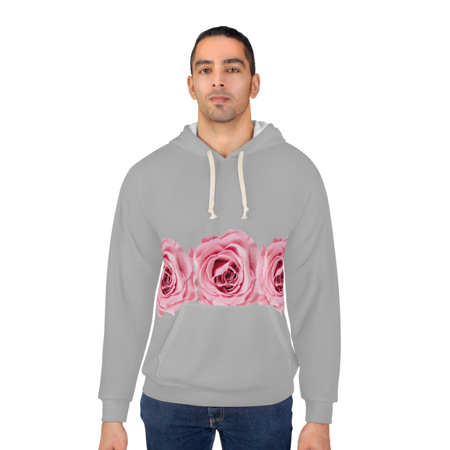 Rose Border Hoodie — Pink Floral Pullover©