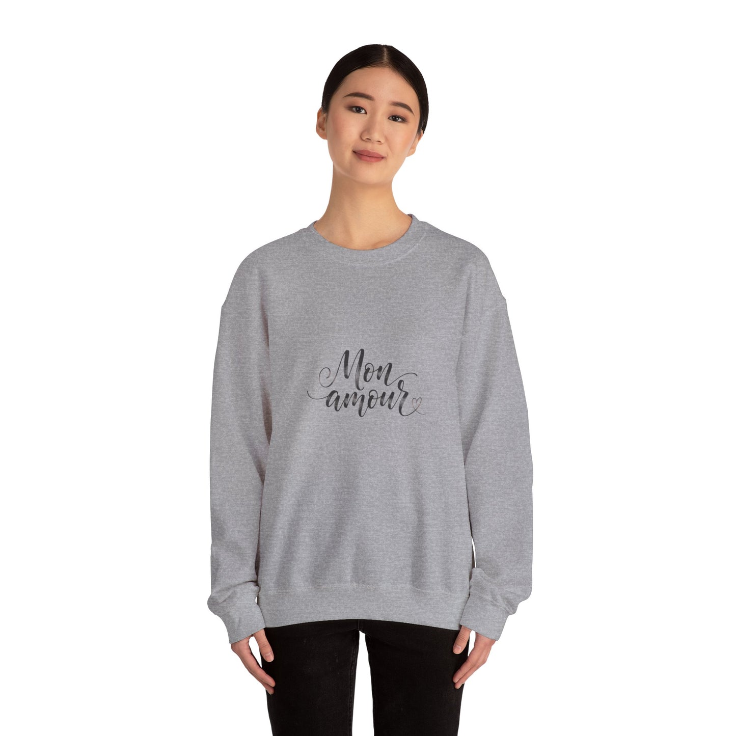 Mon Amour Crewneck Sweatshirt — French Script Cozy Pullover