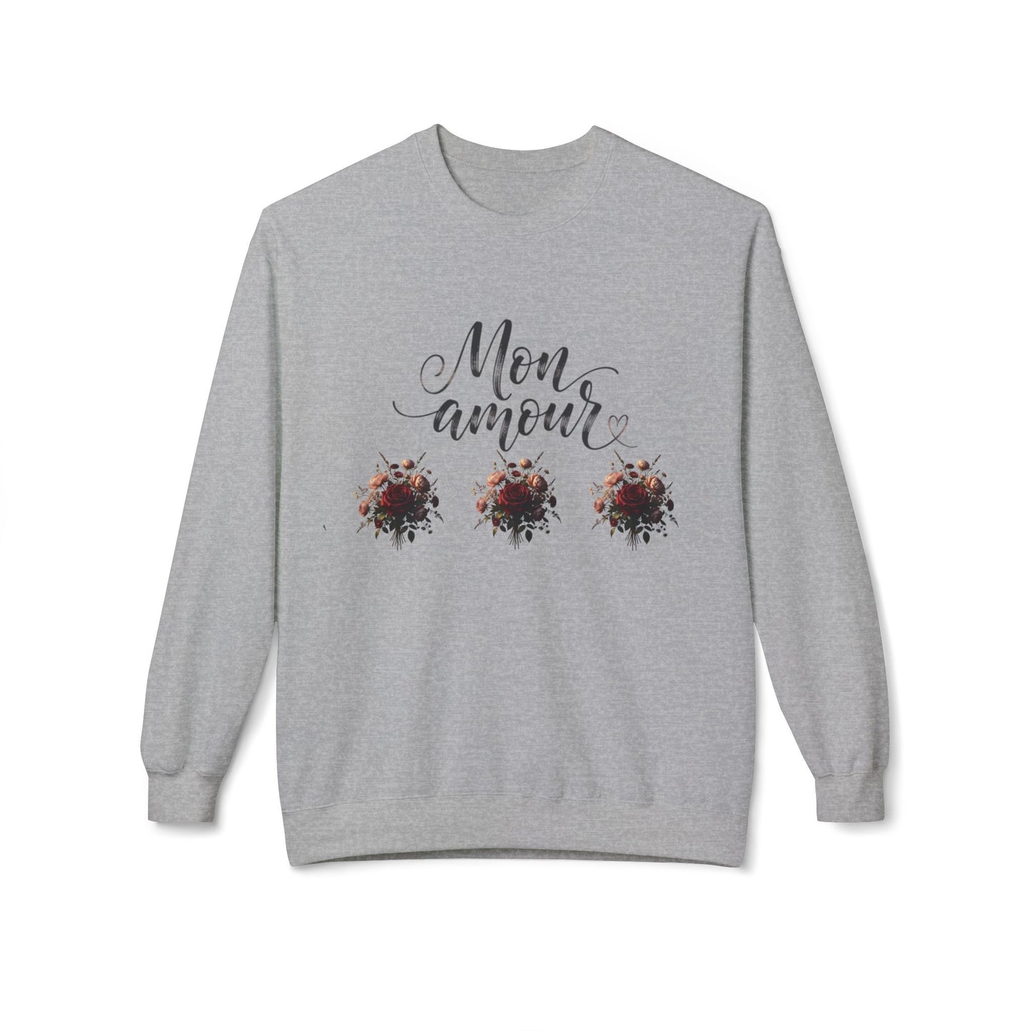 Floral Rose Bouquet Crewneck Sweatshirt — Vintage Dark Romantic Floral Design