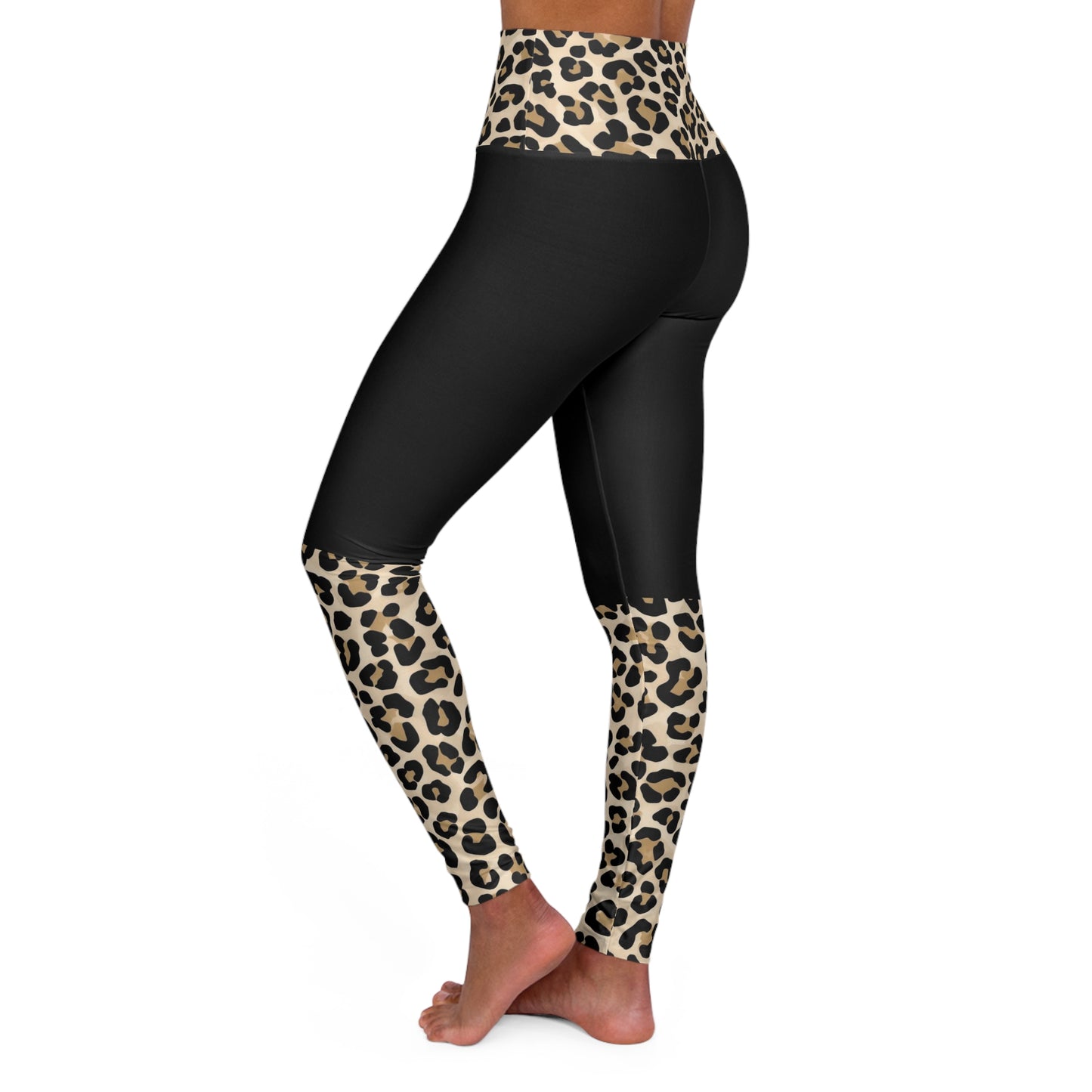 Leopard Block High-Waist Yoga Leggings — Animal Print Workout Tights©