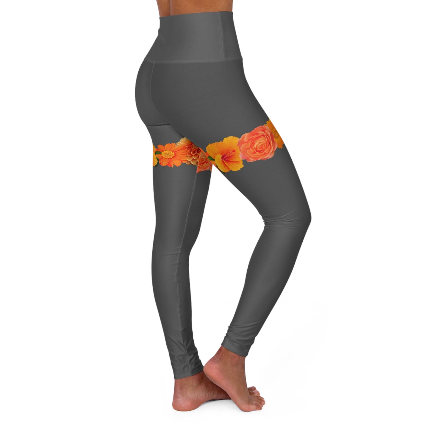 Floral High Waisted Marigold Leggings, Activewear Leggings©