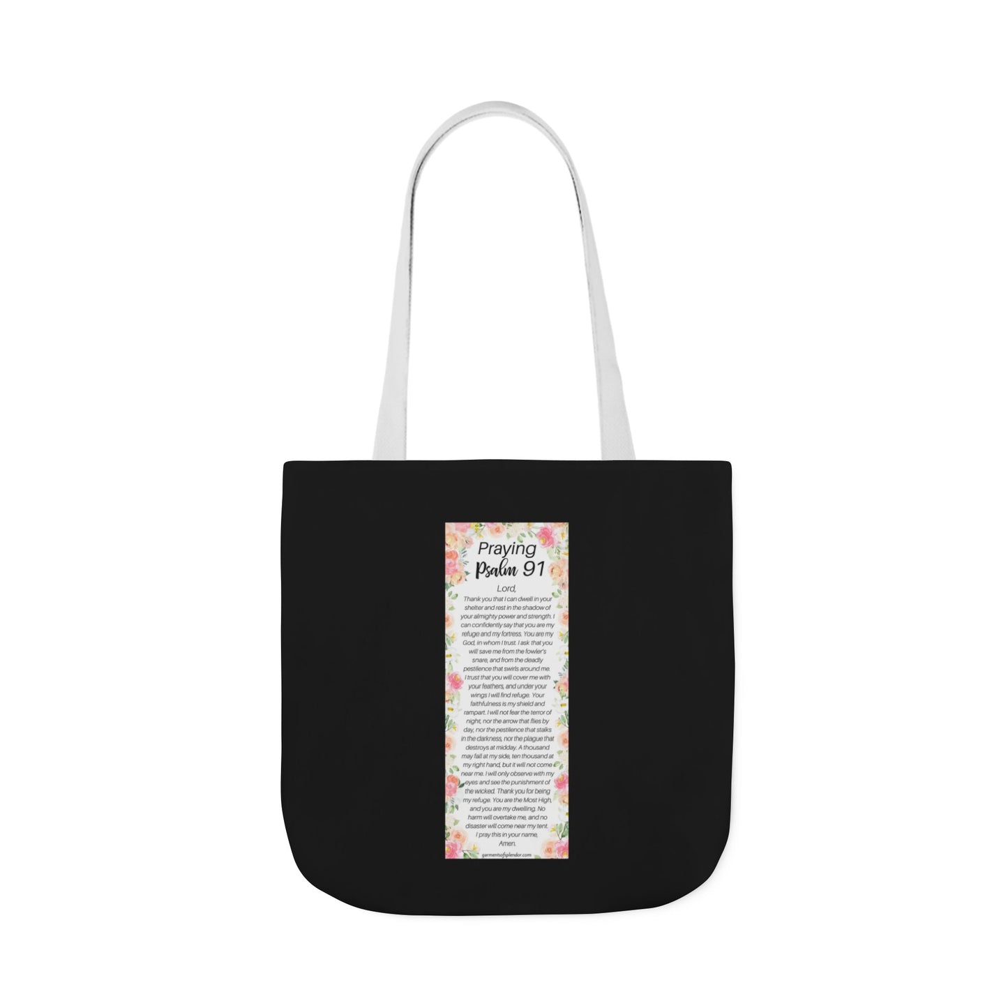 Floral Icons Canvas Tote — "Put On The Full Armour of God" with psalm 91 prayer on the Back.